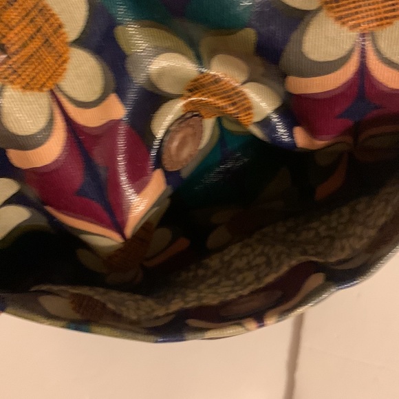 FOSSIL Key-Per Floral Multicolor Coated Canvas & Leather Tote Crossbody - Picture 7 of 13